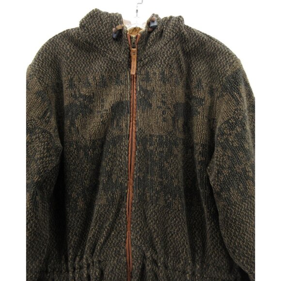 VINTAGE Woolrich Jacket Large Sherpa Fleece Hoodie Reindeer 90s - Picture 2 of 13